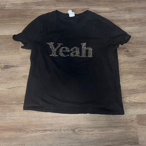 Black screen print tee